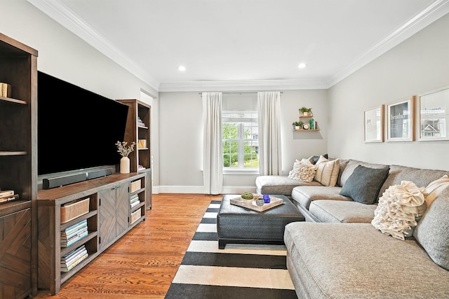 4 Brianna Ln, Yorktown Heights, NY 10598 - living area featuring light wood finished floors, crown molding, and recessed lighting