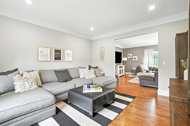 4 Brianna Ln, Yorktown Heights, NY 10598 - living area featuring wood finished floors, recessed lighting, and ornamental molding