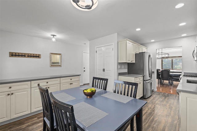 24 Wild Birch Farms, Cortlandt Manor, NY 10567 - dining space with dark wood-style flooring, recessed lighting, and a chandelier