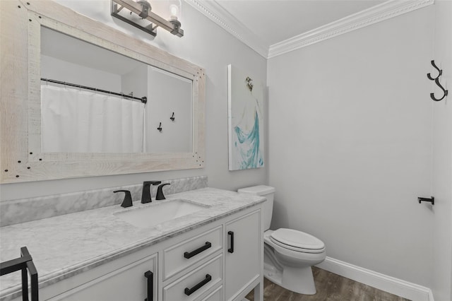 24 Wild Birch Farms, Cortlandt Manor, NY 10567 - bathroom featuring ornamental molding, wood finished floors, and vanity