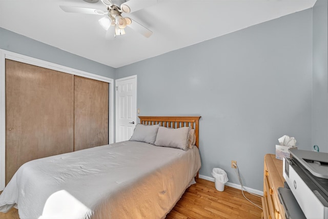 70 Walter Dr, Stony Point, NY 10980 - bedroom featuring light wood-style floors, a closet, and ceiling fan