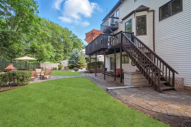 70 Walter Dr, Stony Point, NY 10980 - view of yard with a patio area, stairs, and a wooden deck