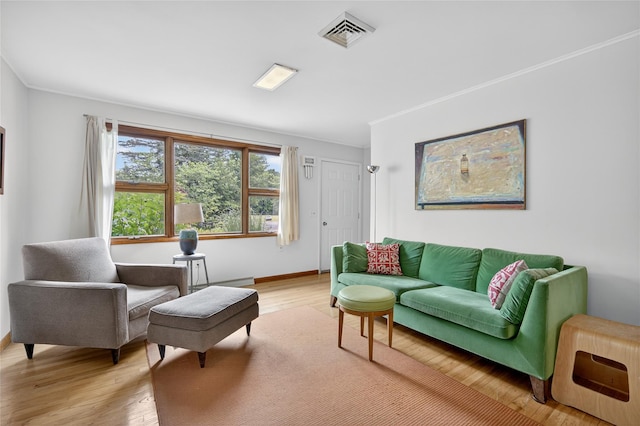 7641 N Broadway, Red Hook, NY 12571 - living room featuring heating unit, light wood finished floors, and crown molding