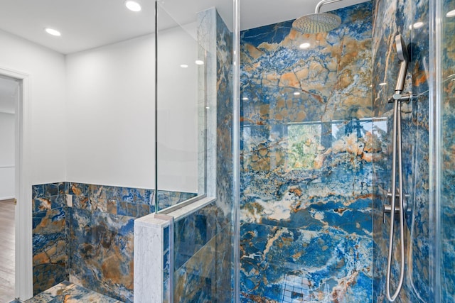 12 Foxhurst Ct, Manhasset Hills, NY 11040 - full bathroom with a marble finish shower and recessed lighting