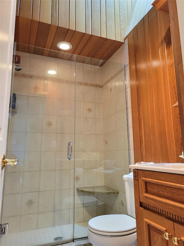 67 Wakeman Rd, Hampton Bays, NY 11946 - bathroom featuring a stall shower and vanity
