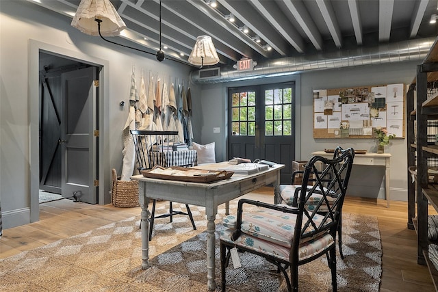 259 Westchester Ave, Pound Ridge, NY 10576 - office space featuring wood finished floors and beamed ceiling