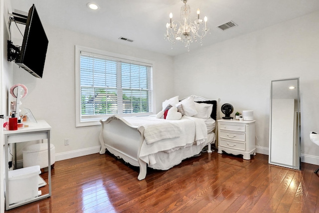 28 Viola Ct, Wappingers Falls, NY 12590 - bedroom featuring wood-type flooring, a chandelier, and recessed lighting