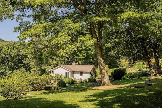 447 Butts Hollow Rd, Dover Plains, NY 12522 - view of green lawn with a forest view