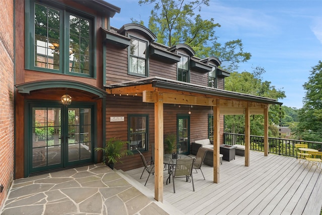 10 King St, Croton-On-Hudson, NY 10520 - deck featuring french doors, an outdoor hangout area, and outdoor dining area