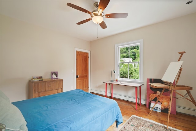 10 King St, Croton-On-Hudson, NY 10520 - bedroom featuring wood finished floors, ceiling fan, and baseboard heating