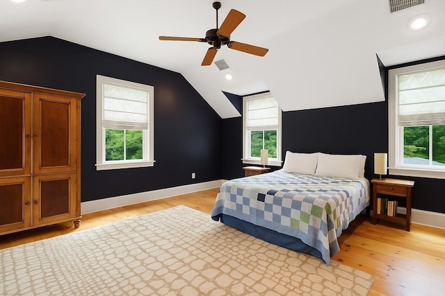 10 King St, Croton-On-Hudson, NY 10520 - bedroom featuring light wood-style floors, lofted ceiling, and a ceiling fan