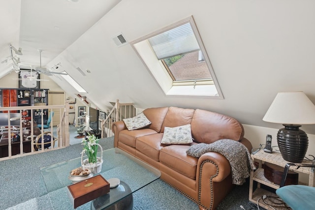 9 Swan Pl, Nissequogue, NY 11780 - living area featuring a skylight and lofted ceiling