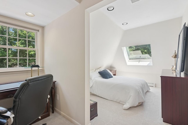 9 Swan Pl, Nissequogue, NY 11780 - bedroom featuring carpet flooring, a skylight, baseboard heating, an office area, and recessed lighting