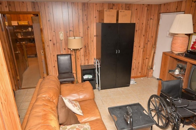 3331 Hone Ave, Bronx, NY 10469 - living room featuring light tile patterned floors and wood walls