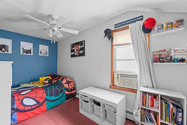 1160 E 89th St, Brooklyn, NY 11236 - bedroom with carpet flooring, ceiling fan, vaulted ceiling, and cooling unit