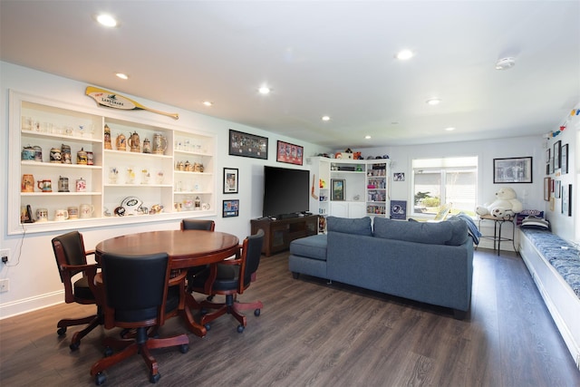 115 Highland Rd, Southampton, NY 11968 - living room featuring dark wood-style floors and recessed lighting