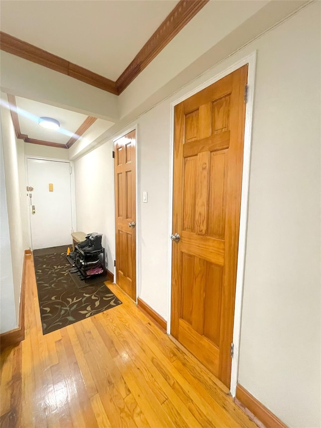 84-31 Van Wyck Expy Unit 5F, Briarwood, NY 11435 - hall with hardwood / wood-style floors and ornamental molding