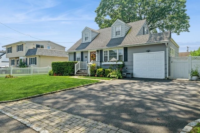 369 S 16th St, Lindenhurst, NY 11757 - new england style home with asphalt driveway, a garage, and roof with shingles