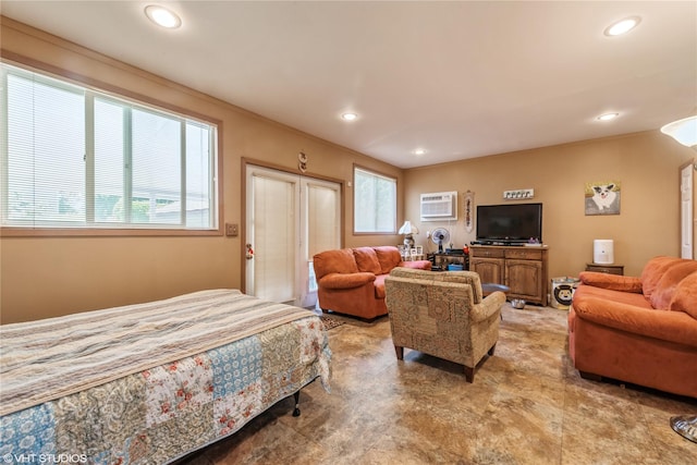 232 Broad St, Williston Park, NY 11596 - bedroom featuring recessed lighting and a wall unit AC