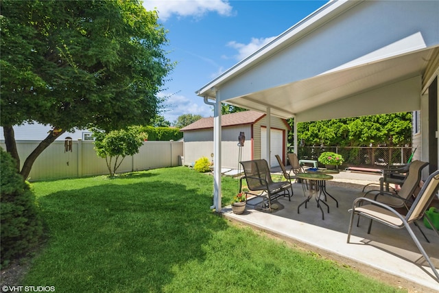 232 Broad St, Williston Park, NY 11596 - fenced backyard with an outbuilding and a patio