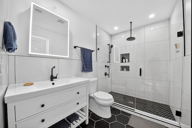 39 Frost Ln, Cornwall, NY 12518 - full bath with a shower stall, vanity, tile patterned flooring, and recessed lighting