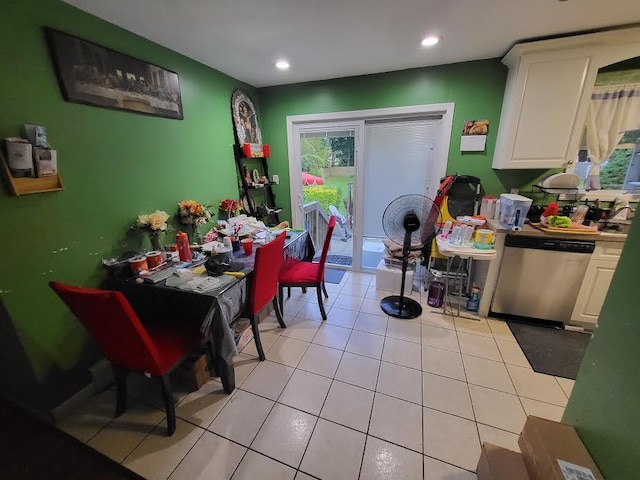 22 Prospect Ave, Brentwood, NY 11717 - dining space with healthy amount of natural light, recessed lighting, and light tile patterned floors