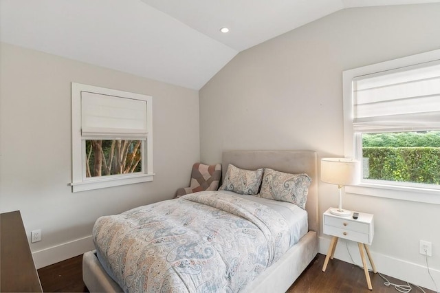 20 Stratton Sq, East Hampton, NY 11937 - bedroom featuring lofted ceiling, dark wood-type flooring, and recessed lighting