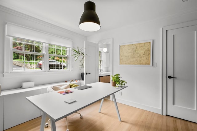 920 Protano Ln, Mamaroneck, NY 10543 - office featuring light wood-type flooring and crown molding