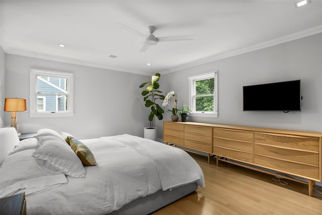 920 Protano Ln, Mamaroneck, NY 10543 - bedroom with ornamental molding, wood finished floors, and a ceiling fan