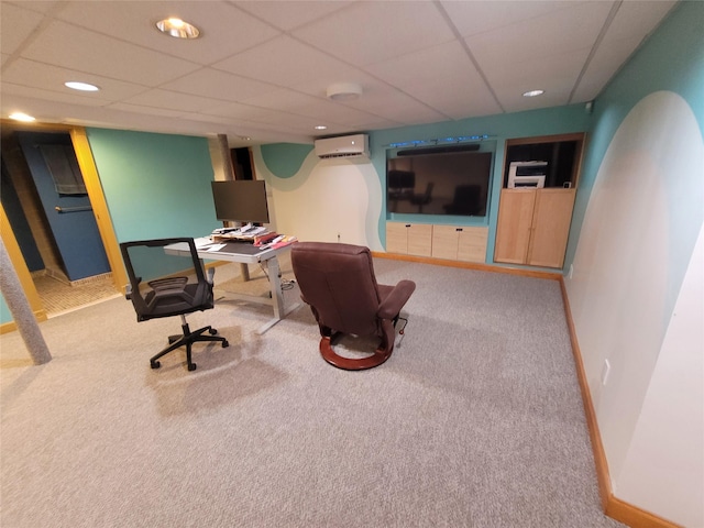 25 Herman Ave, North Babylon, NY 11703 - office space featuring a wall mounted air conditioner, carpet floors, a paneled ceiling, and recessed lighting