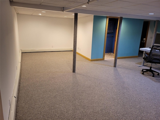 25 Herman Ave, North Babylon, NY 11703 - finished below grade area with carpet, a drop ceiling, and recessed lighting