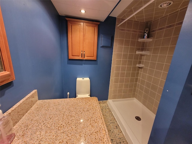 25 Herman Ave, North Babylon, NY 11703 - bathroom featuring tiled shower and recessed lighting