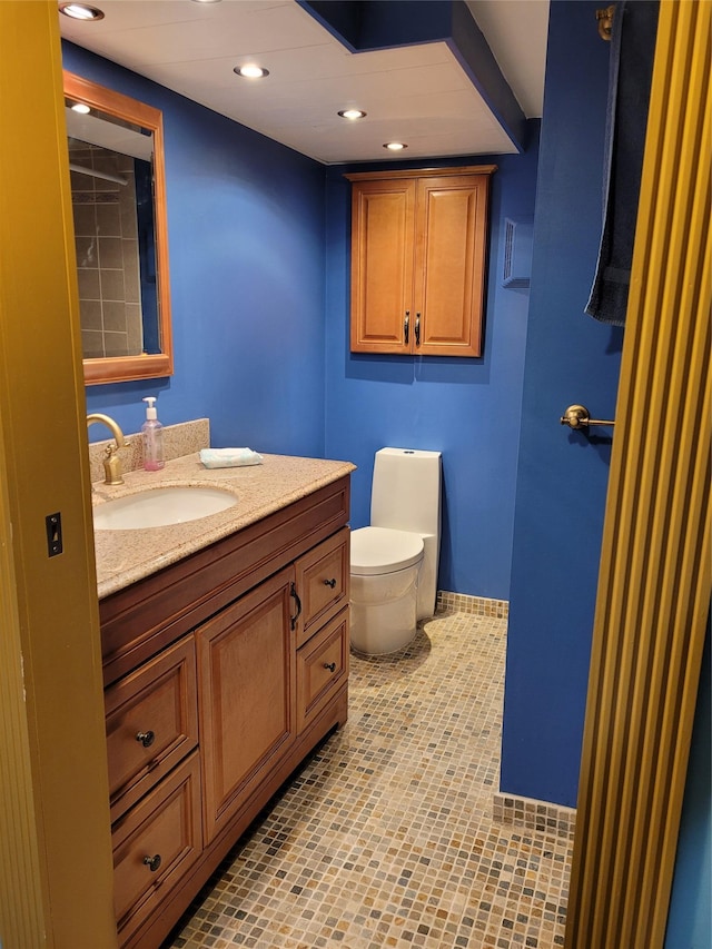 25 Herman Ave, North Babylon, NY 11703 - bathroom featuring vanity, recessed lighting, and tile patterned floors