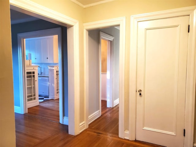 85 N Broadway Unit 2H, White Plains, NY 10603 - hall featuring wood finished floors and ornamental molding