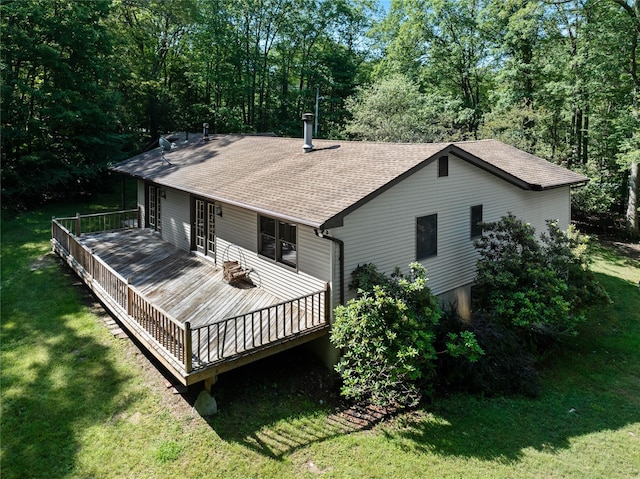 920 Mount Vernon Rd, Wurtsboro, NY 12790 - rear view of house featuring a yard, a deck, and a shingled roof