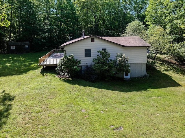 920 Mount Vernon Rd, Wurtsboro, NY 12790 - view of home's exterior featuring a deck, a yard, and a shed