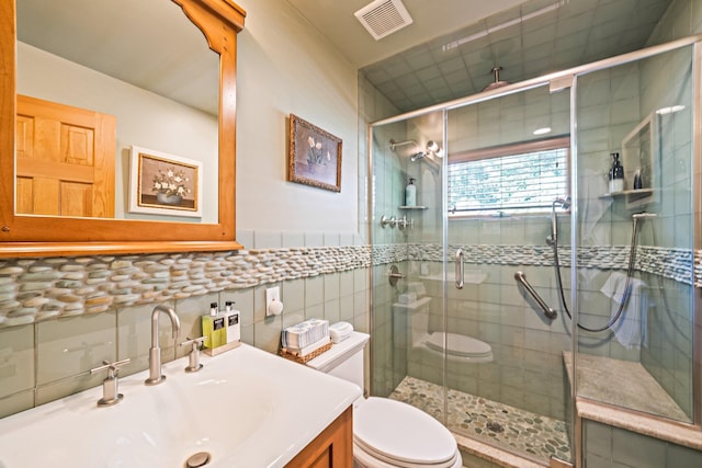 7 Hunter Ct, Dix Hills, NY 11746 - full bath with vanity, a stall shower, and tile walls