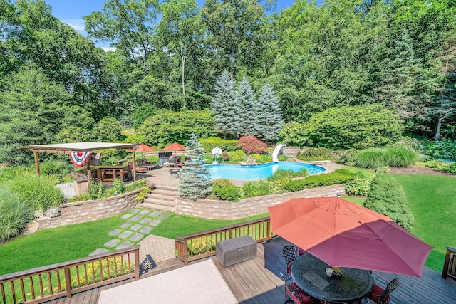 7 Hunter Ct, Dix Hills, NY 11746 - view of patio with a deck and an outdoor pool