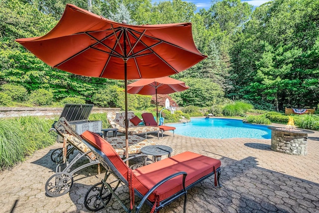 7 Hunter Ct, Dix Hills, NY 11746 - swimming pool featuring an outdoor fire pit and a patio