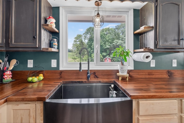 54 Graby Rd, Callicoon, NY 12723 - kitchen with butcher block counters and open shelves