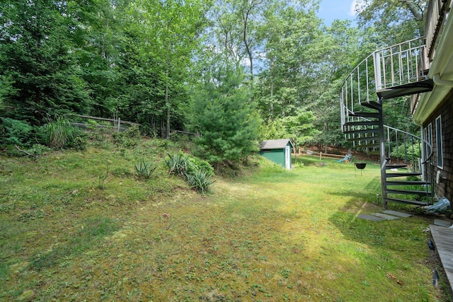 1459 N Country Rd, Wading River, NY 11792 - view of yard featuring stairway and a storage shed