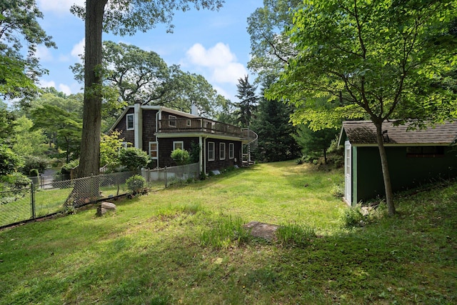1459 N Country Rd, Wading River, NY 11792 - view of yard featuring a storage shed and a wooden deck