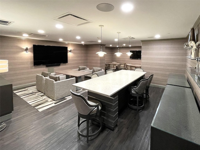 10 City Pl Unit Ph2C, White Plains, NY 10601 - office featuring dark wood finished floors, wood walls, and recessed lighting