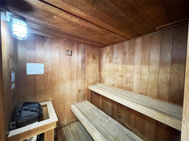 10 City Pl Unit Ph2C, White Plains, NY 10601 - relaxing sauna with wooden ceiling, wood walls, and wood-type flooring