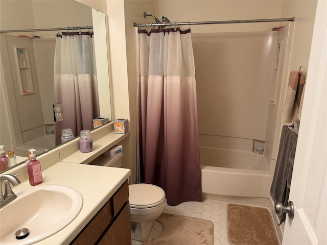 36 Huntington Cir, Peekskill, NY 10566 - full bathroom with tile patterned flooring, vanity, and shower / bath combo with shower curtain