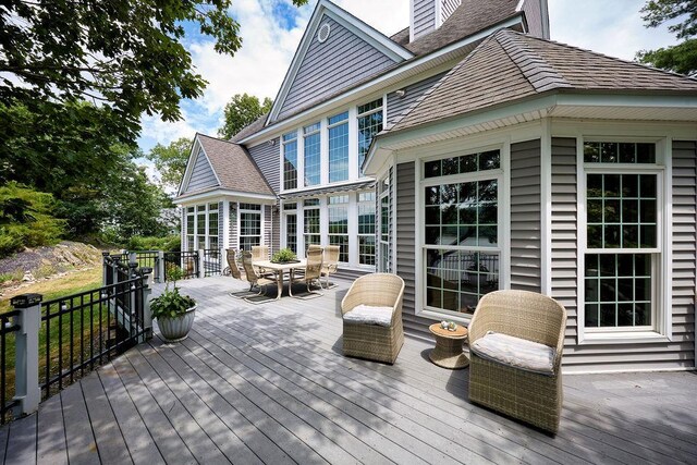 90 River Rd, Hyde Park, NY 12538 - wooden terrace featuring outdoor dining area