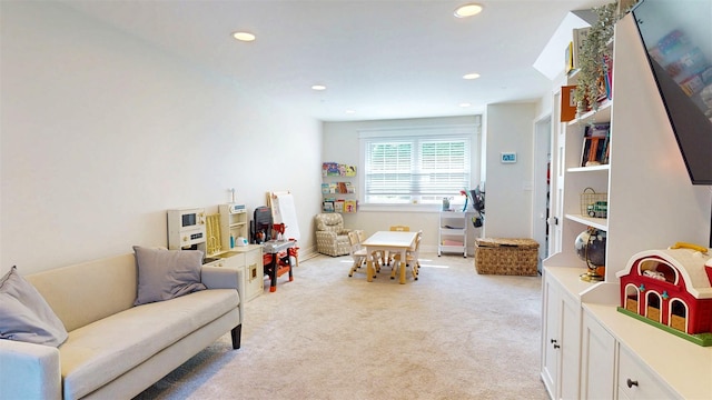 114 Shetland Dr, New City, NY 10956 - game room featuring light carpet and recessed lighting