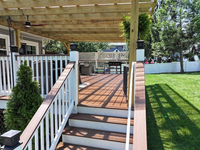 114 Shetland Dr, New City, NY 10956 - deck with a ceiling fan and outdoor dining area