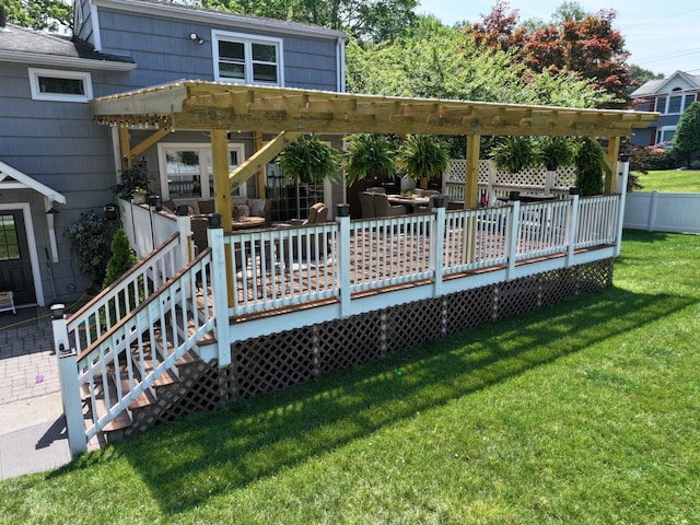 114 Shetland Dr, New City, NY 10956 - back of property with a wooden deck and a pergola