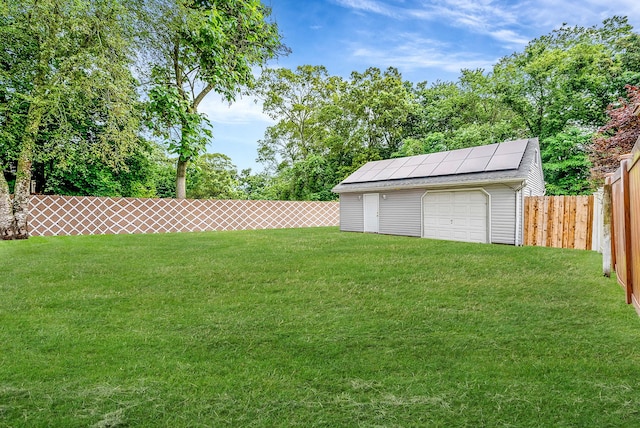 299 Orchid Dr, Mastic Beach, NY 11951 - fenced backyard featuring an outdoor structure and a garage
